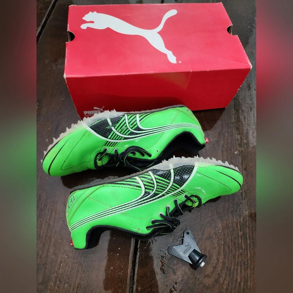 🎉HP🏃♂️ Puma Track Men's 8 1/2 shoes w/ spikes/spike tool/& box, bright green - Picture 5 of 9